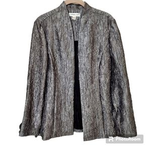 Coldwater Creek Jacket LS Open Front Unlined Classic Travels Well Gray..S.. NWOT